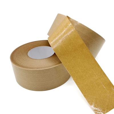 Fita de embalagem reforçada fibra de vidro de papel autoadesiva de Flatback Kraft da fita da embalagem de Brown