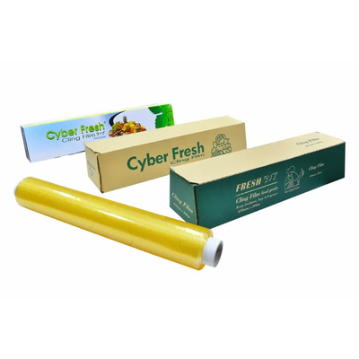 O PVC claro antiestático do produto comestível da película de plástico Compostable adere-se envoltório com cortador