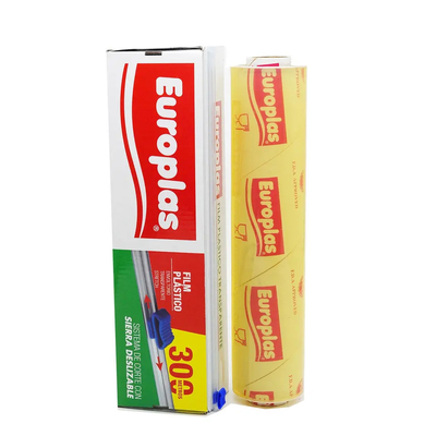 A cozinha macia feita sob encomenda do PVC do PE adere-se plástico que do produto comestível do envoltório o mantimento fresco se adere filme com cortador