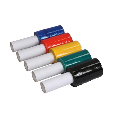 Película de plástico amarela colorida do filme do envoltório do estiramento de Mini Handheld LLDPE com distribuidor dos punhos