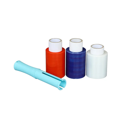 Película de plástico amarela colorida do filme do envoltório do estiramento de Mini Handheld LLDPE com distribuidor dos punhos