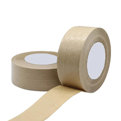 Fita de embalagem reforçada fibra de vidro de papel autoadesiva de Flatback Kraft da fita da embalagem de Brown