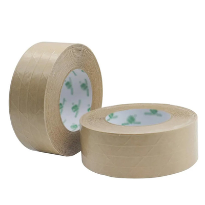 Fita de embalagem reforçada fibra de vidro de papel autoadesiva de Flatback Kraft da fita da embalagem de Brown