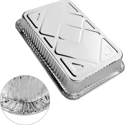 Tampa oblonga descartável rasa resistente de Pan With da folha dos recipientes de alimento da folha de alumínio