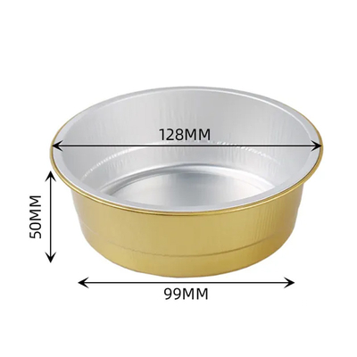Recipientes de comida de folha de alumínio colorida de 450 ml Smoothwall descartáveis ​​para pudim com tampa