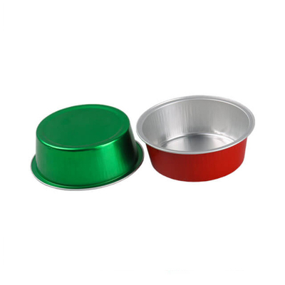 recipientes de alimento descartáveis da folha 150ml de alumínio em volta da tampa colorida de Mini Cupcake Baking Cups With
