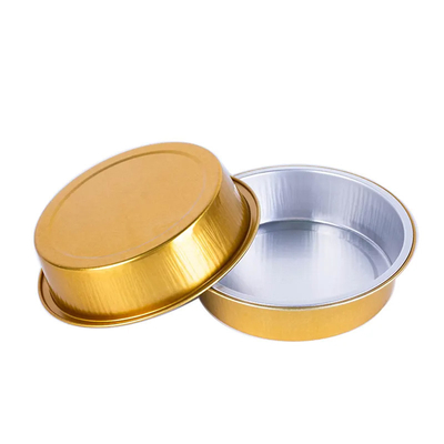 recipientes de alimento descartáveis da folha 150ml de alumínio em volta da tampa colorida de Mini Cupcake Baking Cups With