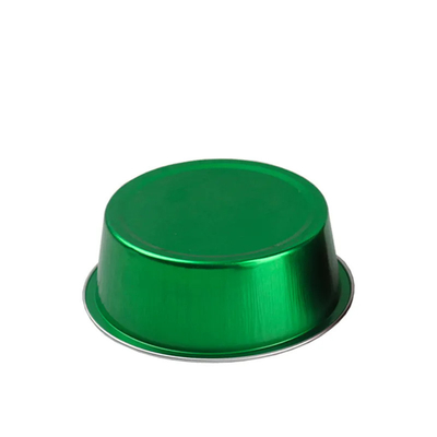 recipientes de alimento descartáveis da folha 150ml de alumínio em volta da tampa colorida de Mini Cupcake Baking Cups With